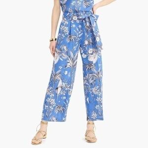 J Crew Blue Italian Linen Wide-leg Pant in Ratti Tropical Toile